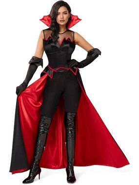 Women's Black Red Vampire Costume Women Dress Dracula Female Vampire Costume